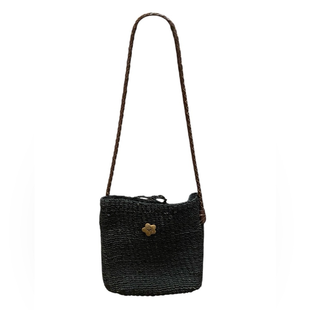 Preview Collection Womens Vintage Black Straw Crossbody Purse 90s Style Boho
